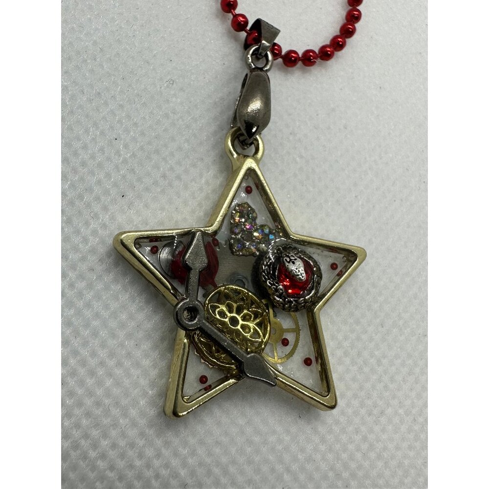 Steampunk Gold Star Necklace with Snake